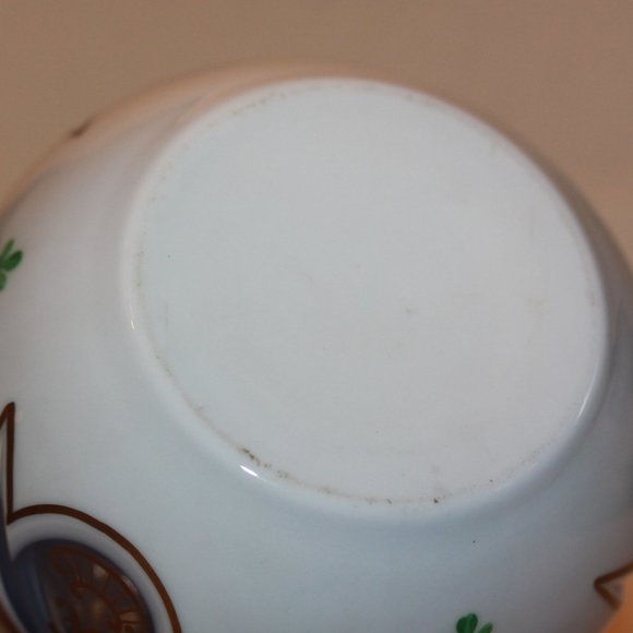 Bohemian Czech Cased White Over Baby Blue Hand Painted Flowers Gold DECANTER - Picture 7 of 9